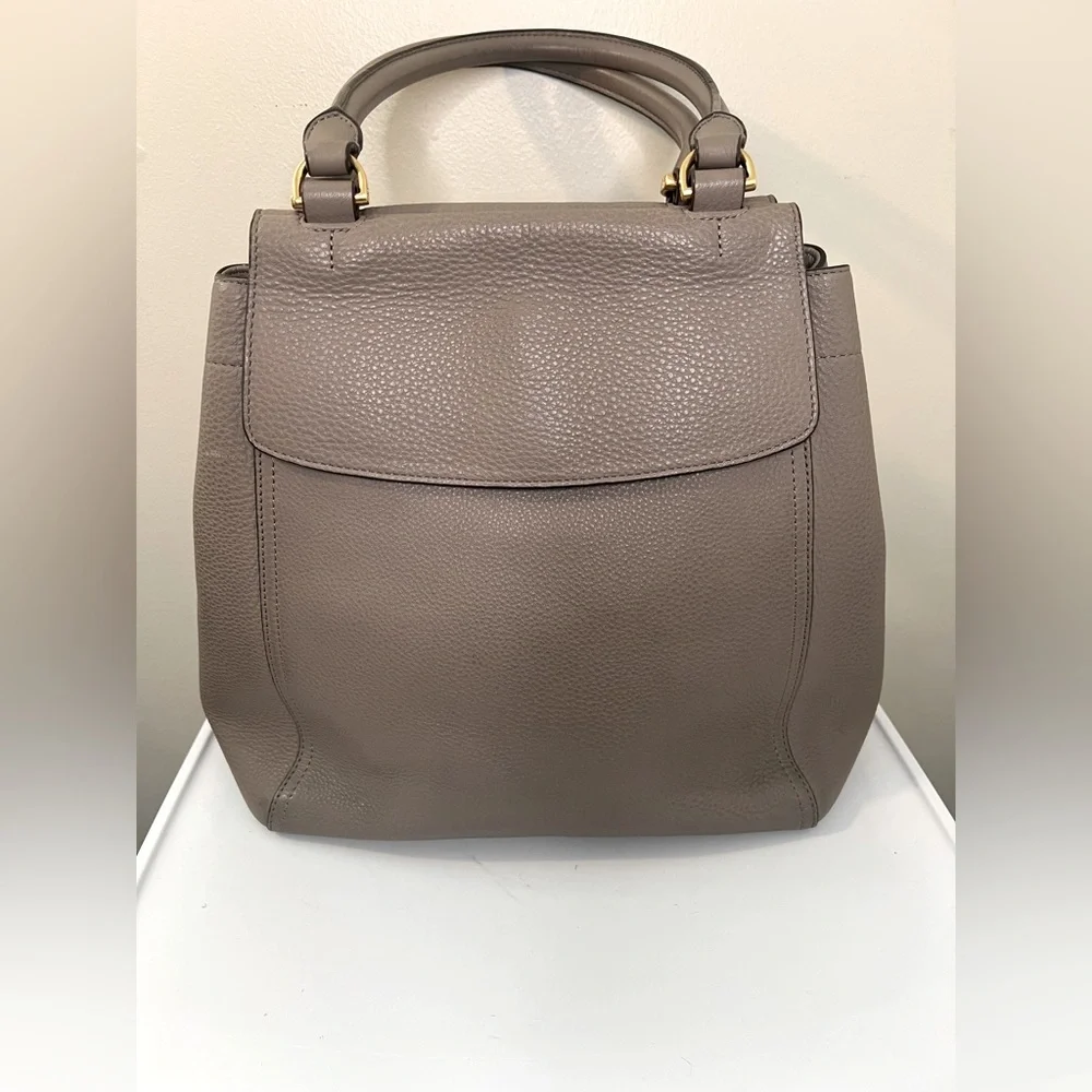 Tory Burch women’s half moon gray leather tote - Picture 4 of 16